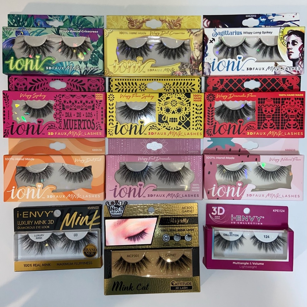 12 False 3D Lashes (Real & Faux Mink)